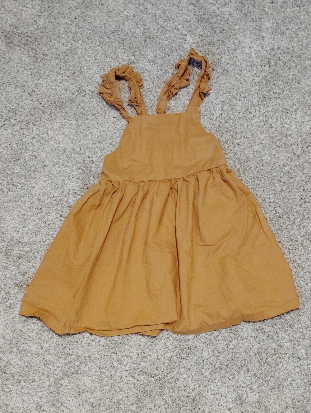 Girls' Ruffle-Strap Casual Dress in Mustard